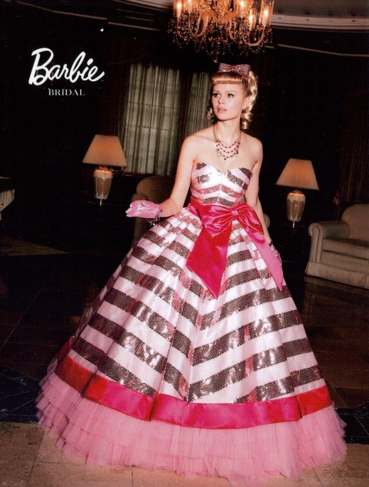 Barbie 風 ビジューリボン 赤ドレス カラードレス ウェディング 